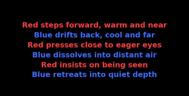 red and blue text demonstrating depth separation